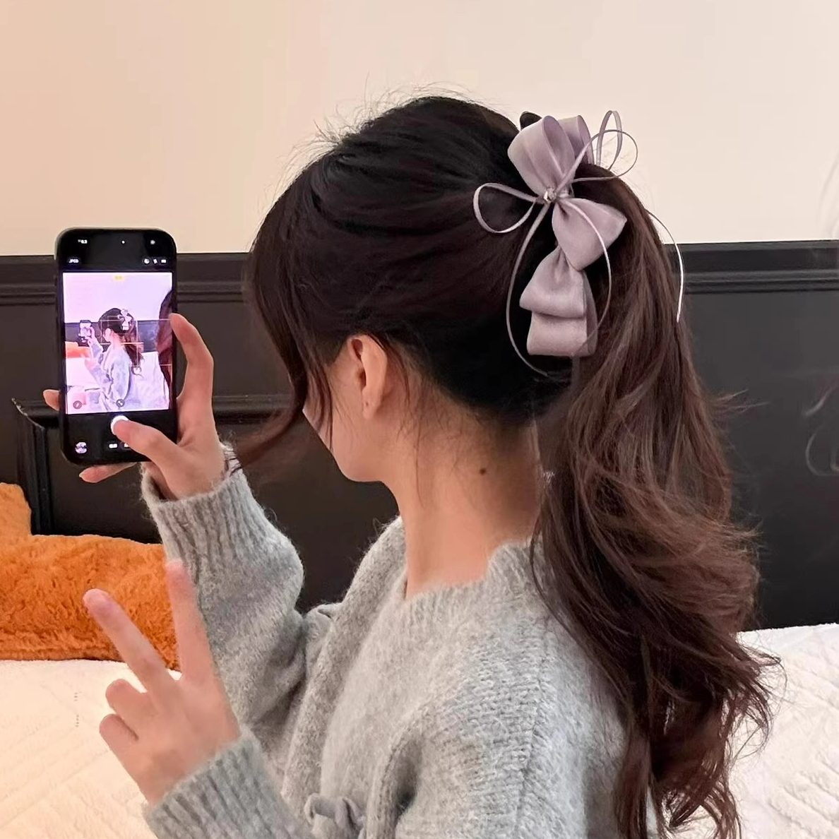 高级感缎面蝴蝶结褶皱香蕉夹发夹女后脑勺抓夹马尾竖夹发饰,饰品/流行首饰/时尚饰品新,发饰,淘宝优惠券,粉丝福利购,淘宝优惠卷