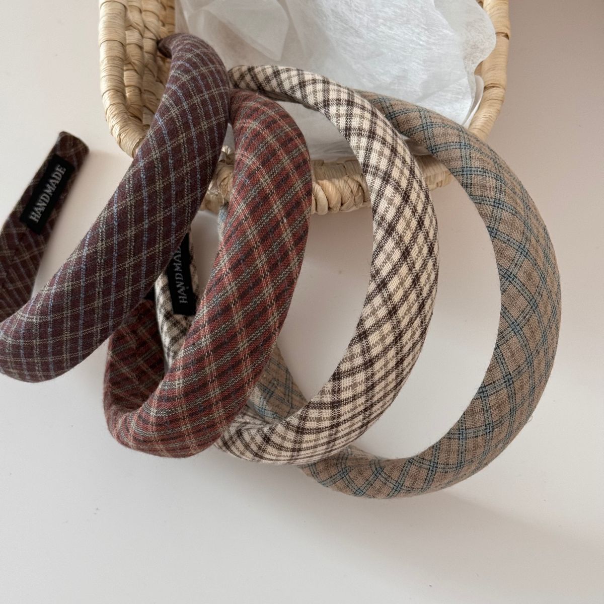 韩系复古格纹高颅顶发箍女百搭气质头箍显脸小高级感发卡发捆头饰