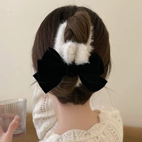 秋冬毛绒抓夹女大号夹子头饰发卡网红新款蝴蝶结发夹后脑勺鲨鱼夹