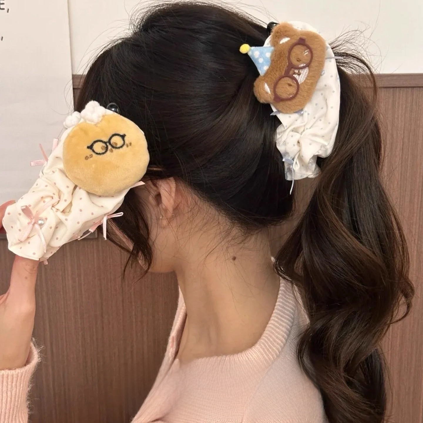 时尚可爱土豆熊熊香蕉夹后脑勺盘发百搭少女发饰高级感发卡头饰