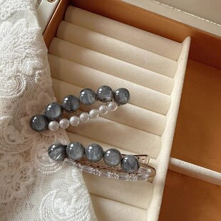 韩版高级感水钻侧边夹时尚气质珍珠发夹高级感简约发夹鸭嘴夹子