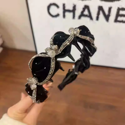 2026璀璨星河气质女波浪秋冬丝绒款带齿防滑增高颅顶发箍