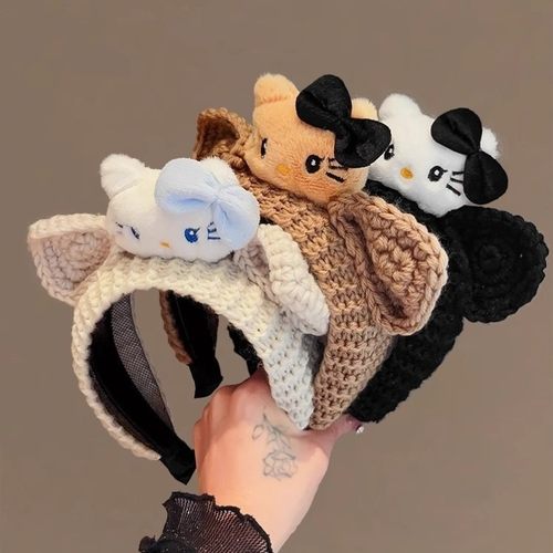 原创设计可爱小熊耳朵发箍女甜美发卡洗脸毛线手工发饰不勒头箍女