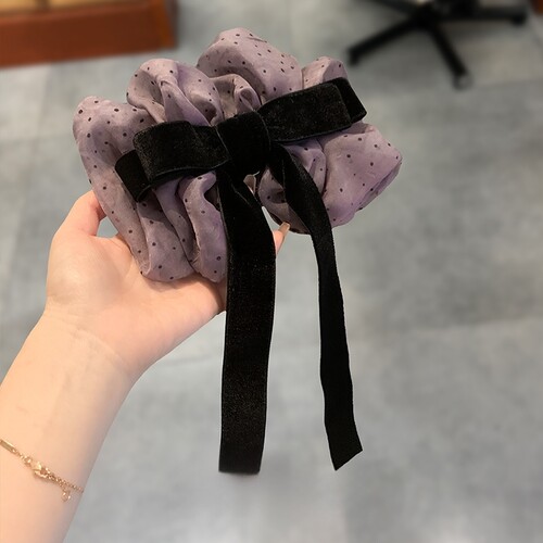 法式蝴蝶结波点发夹女新款气质横夹后脑勺半扎发弹簧夹氛围感发卡