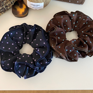 美拉德咖色波点大肠发圈双层大号扎丸子头花发绳低马尾头绳头饰女