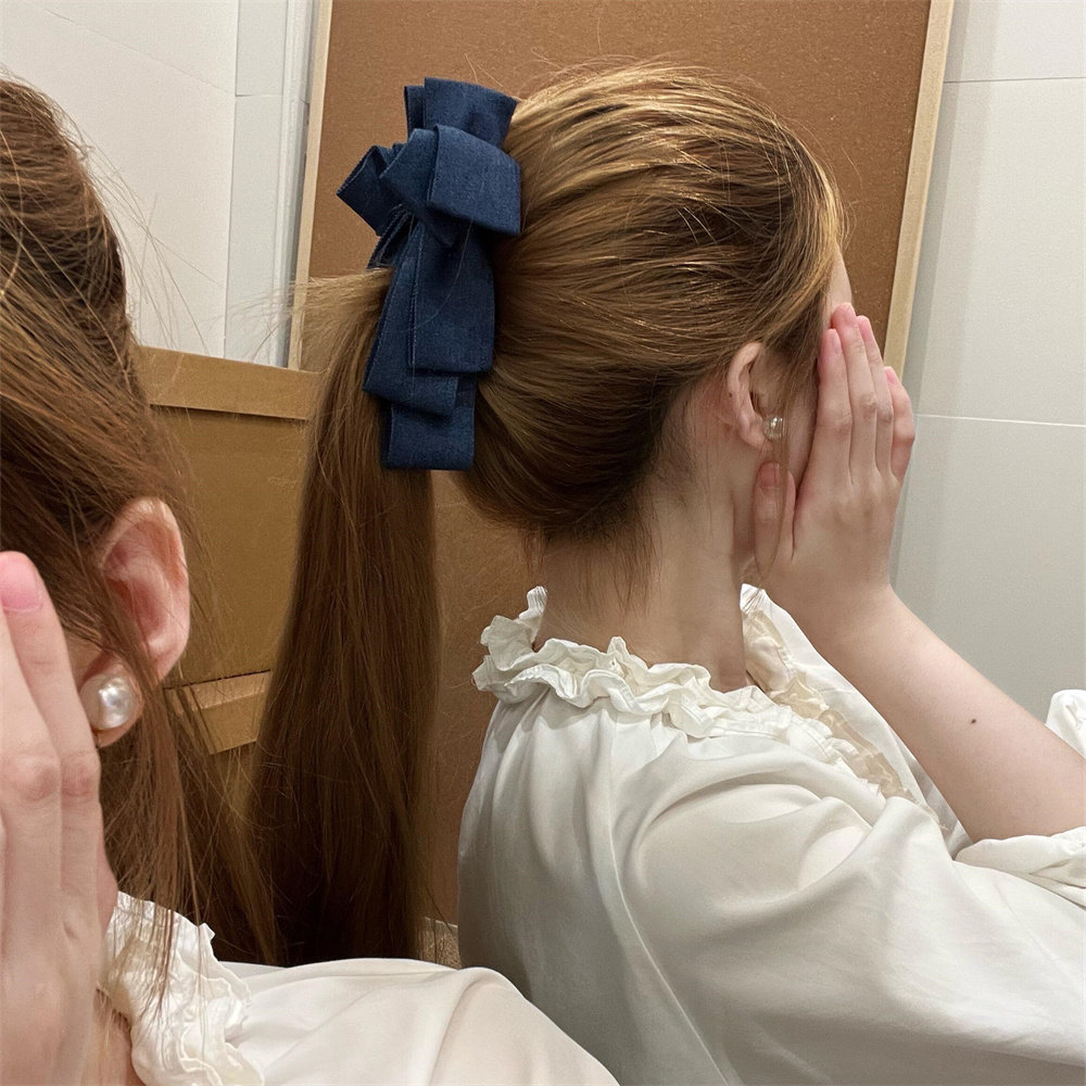 复古牛仔蓝布艺蝴蝶结香蕉夹发饰设计感马尾夹竖夹抓夹发夹头饰女,饰品/流行首饰/时尚饰品新,发饰,淘宝优惠券,粉丝福利购,淘宝优惠卷