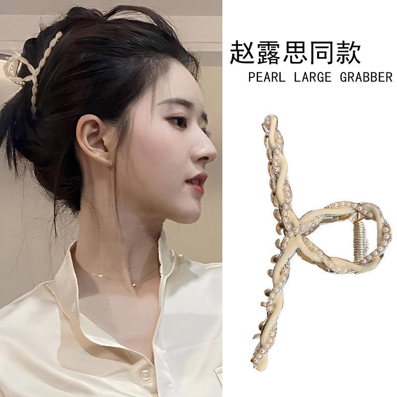 名狐韩版珍珠抓夹大号发卡