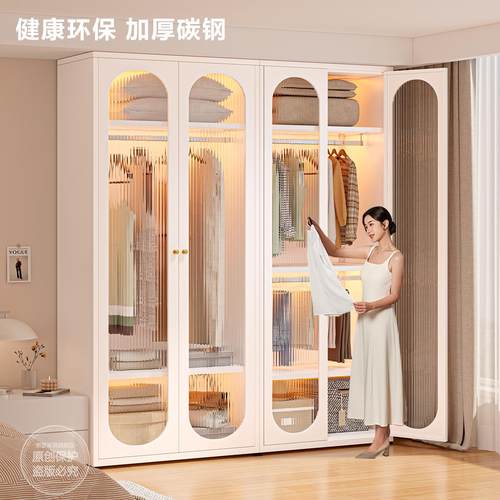 新款钢制衣柜家用卧室铁艺收纳柜简约现代收纳柜铁皮金属儿童衣柜