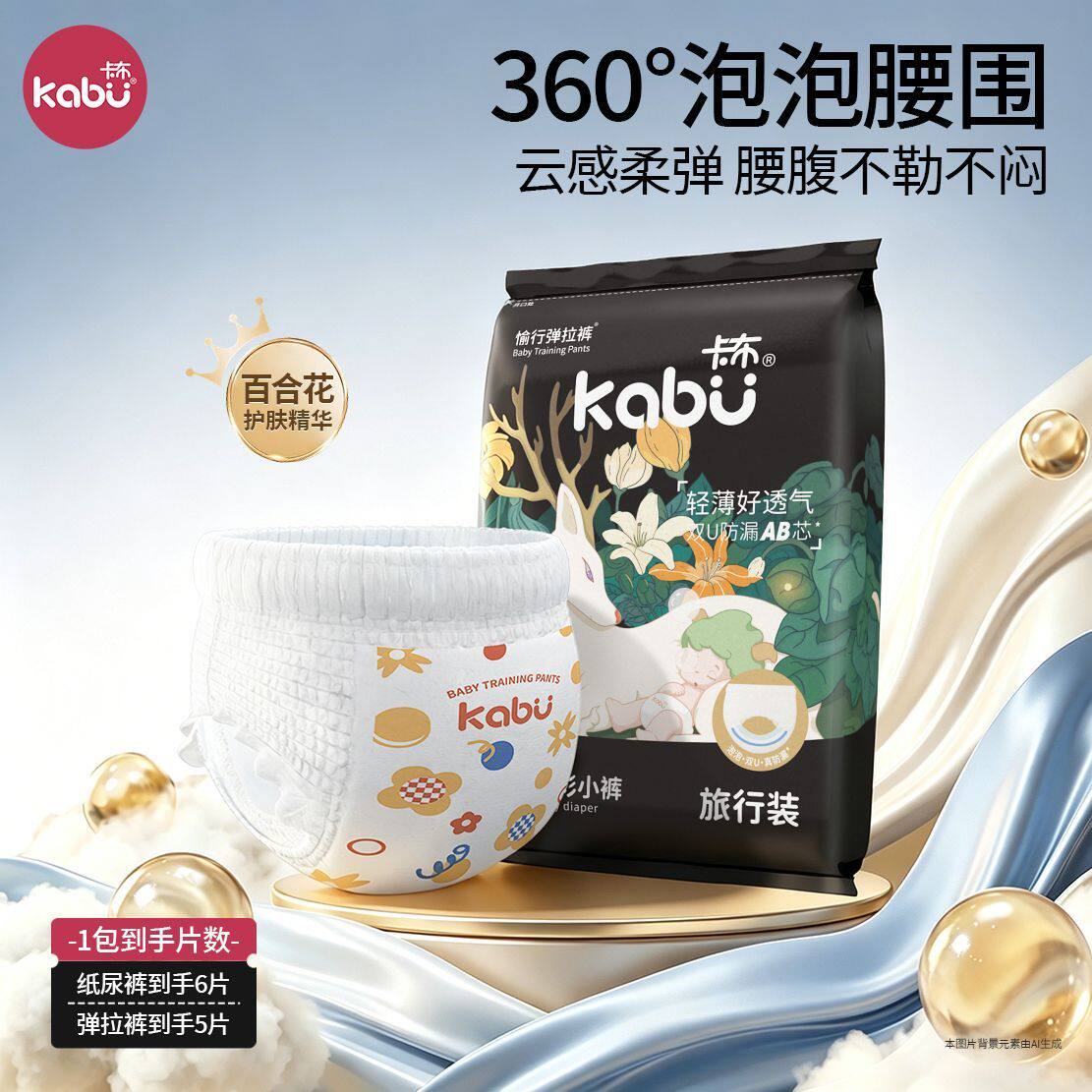 【6-5片】卡布流光纸尿裤拉拉裤试用装尿不湿试用装尿布湿便携装