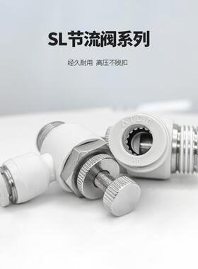 气缸气管调速节流阀接头ASL4/6/8/10/12-03/2/1/M5调节阀