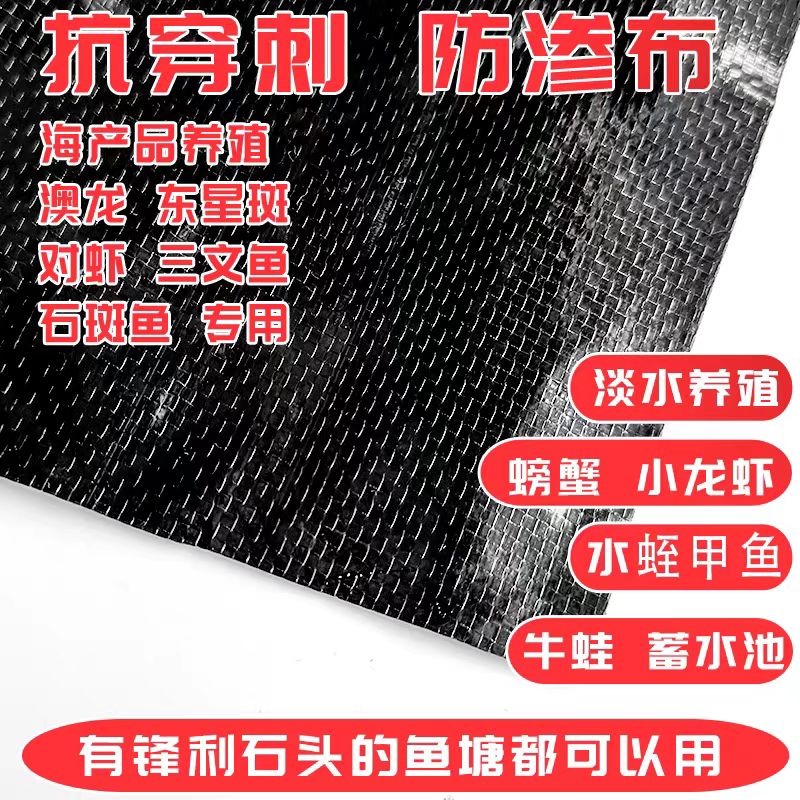鱼塘防渗编织膜加厚防渗膜养殖鱼池蓄水池防水布黑色地膜防漏水