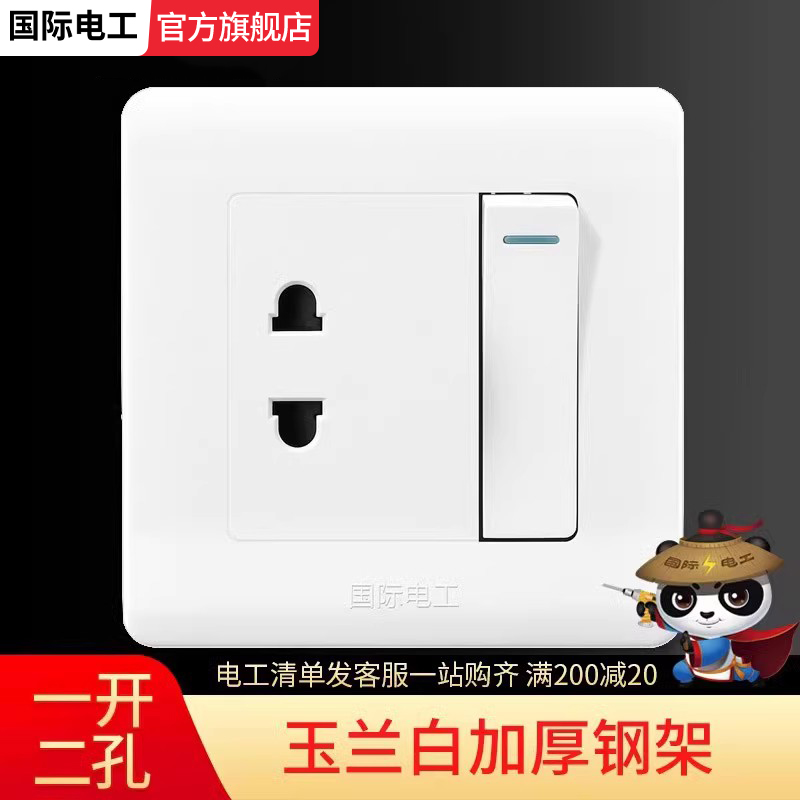 国际电工86型家用开关一开二孔