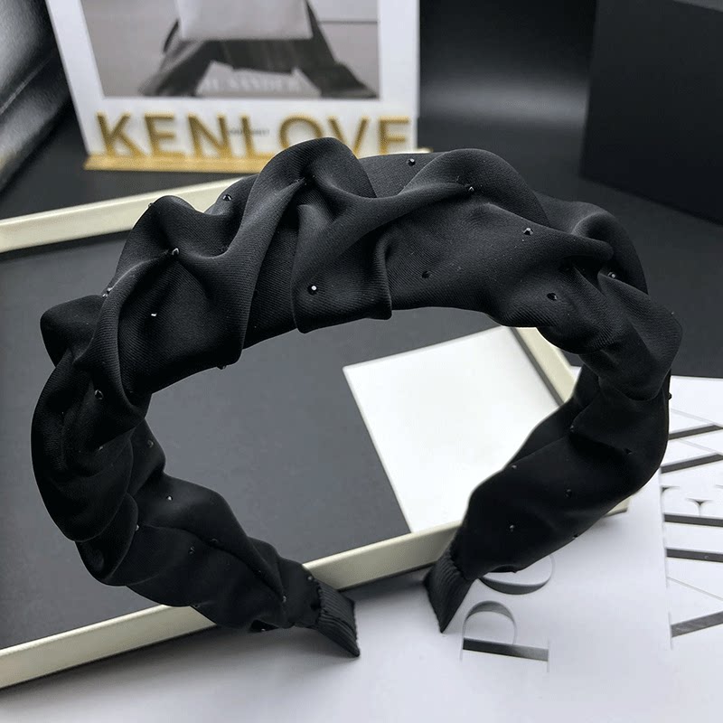 Kenlove/闪钻星空褶皱发箍女高级感黑色发卡头饰百搭高颅顶头箍