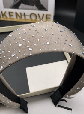 Kenlove轻奢高定水晶镶嵌发卡发箍女遮白发头饰成人宽边压发头箍