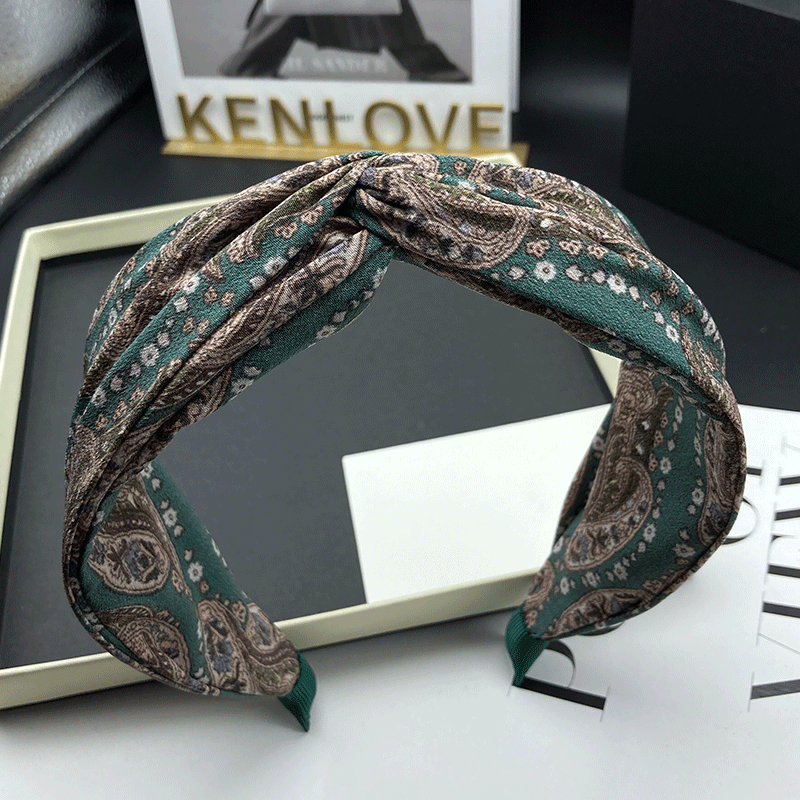 Kenlove新款时尚布艺印花发卡发箍女欧美风逛街成人宽边压发头箍