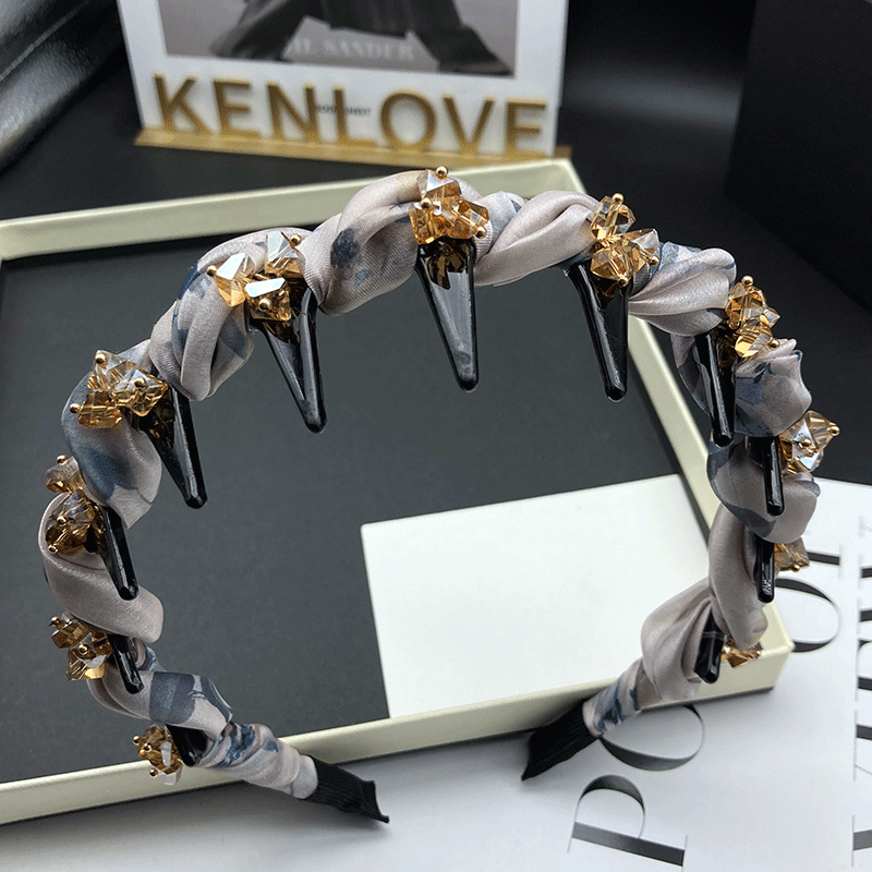 Kenlove欧美风时尚镶钻发卡发箍女带齿防滑洋气成人压发洗脸头箍