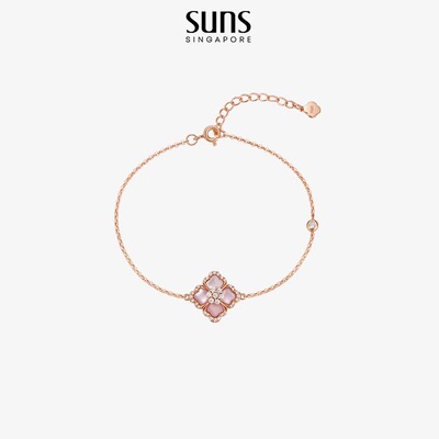 suns 莲花系列粉色贝母手链银材质玫瑰金色