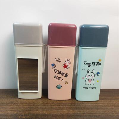 2元牙具盒旅行便携牙刷杯带盖漱口杯牙刷收纳盒带镜子牙刷桶