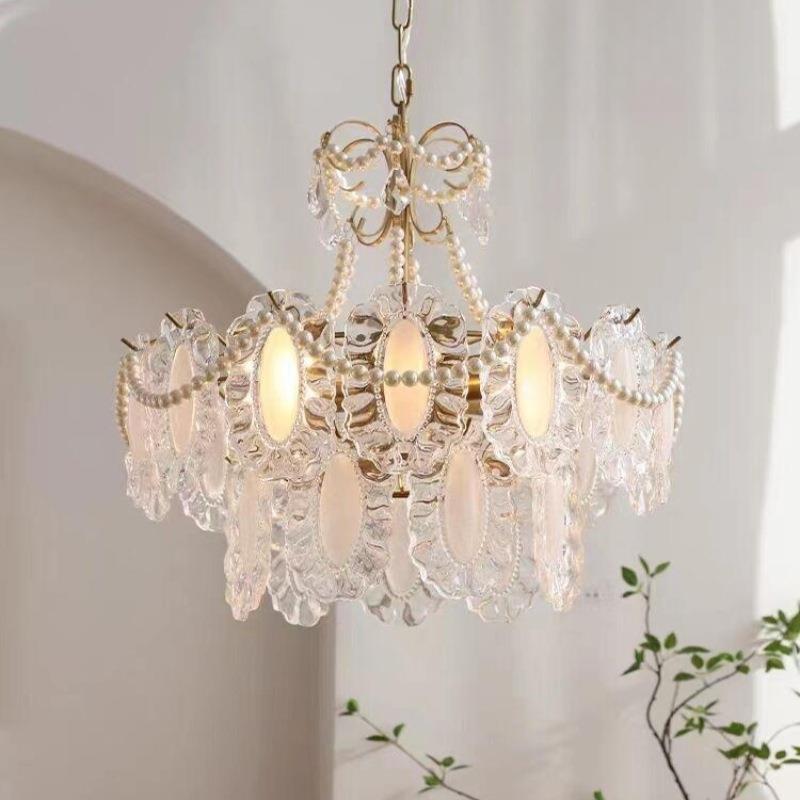 轻法式轻奢复古裙边玻璃客厅吊灯文艺清新民宿装饰灯卧室书房吊灯