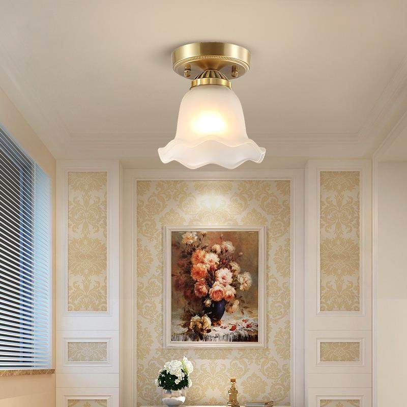 全铜新款欧式过道灯走廊灯吸顶灯美式轻奢法式玄关灯入户灯门厅灯