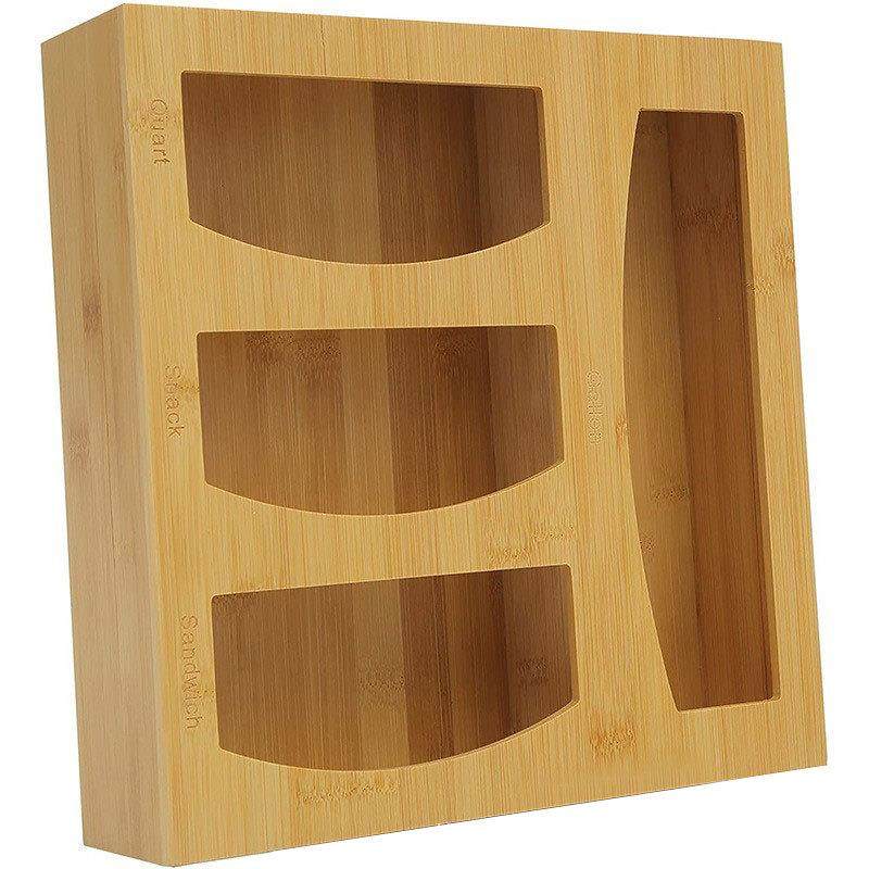 亚马逊收纳袋整理木质密封保鲜袋收纳盒自封袋盒子厨房竹木收纳盒