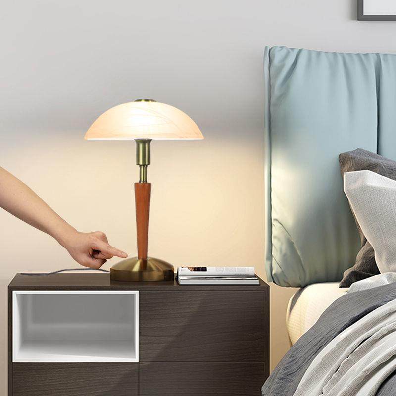 卧室床头复古美式玻璃台灯客厅轻奢实木新中式书房触摸灯温馨台灯