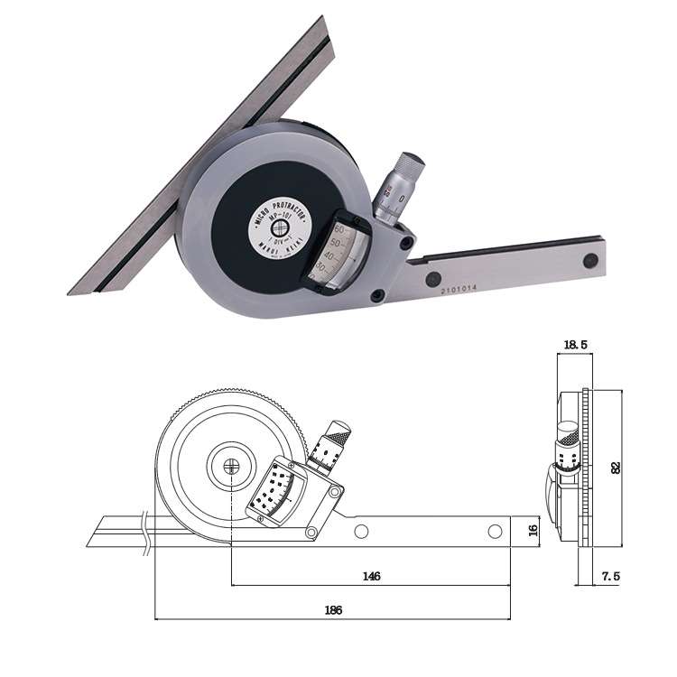 MARUI丸井刻度式角度规角度计MP-101