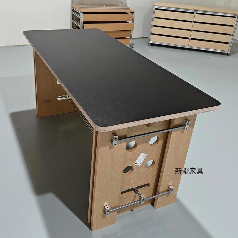 简约现代桦木办公桌电脑桌公司职员工作台工位桌主管桌黑色长条桌