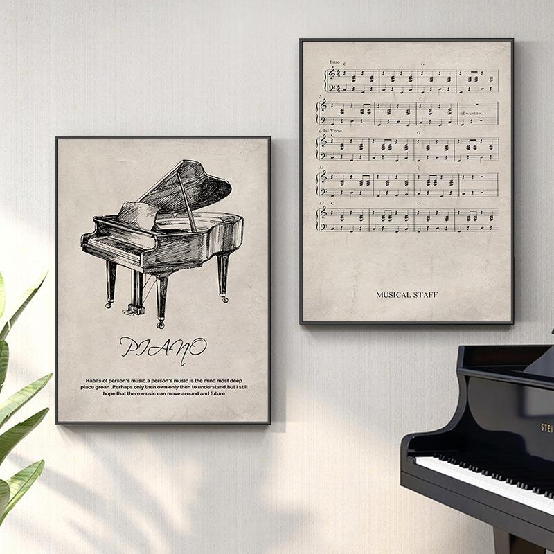 肖邦的琴谱手稿装饰画怀旧文艺书房卧室挂画钢琴房音乐教室墙壁画