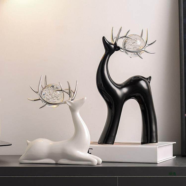 创意水晶球陶瓷鹿摆件轻奢客厅电视柜酒柜家居装饰品艺术摆设,3C数码配件,USB灯,淘宝优惠券,粉丝福利购,淘宝优惠卷
