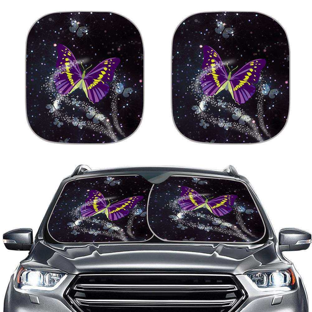 阳印花亚马挡片式蝴蝶汽车跨境遮阳彩色亚马逊汽车板两片汽车用品,3C数码配件,USB灯,淘宝优惠券,粉丝福利购,淘宝优惠卷