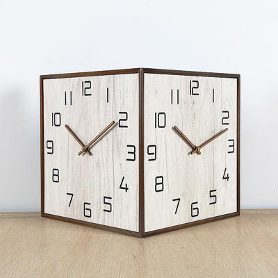 极速双面挂钟客厅个性创意u拐角钟表家用现代简约北欧大气静音实