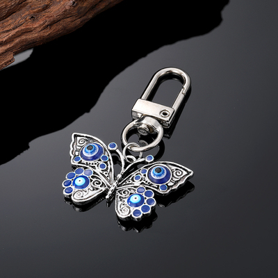 极速Metal Hollow Butterfly xBlue Evil Eye Keychains Keyring