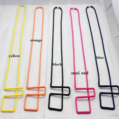 极速Hot Fashion lDesigner Black Rope Necklace Geo Maze Colla