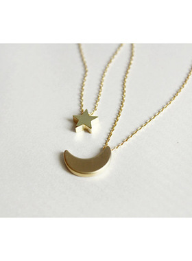 极速Claassic Jewelry Fashion Double Layer Star Moon Pendant