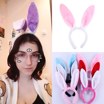 极速Cute Easgter Adult Plush Bunny Ears Hairband Soft Rabbit