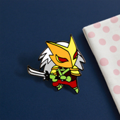 杀戮尖塔战士徽章复古风格 金头盔战士英雄挥舞剑珐琅别针游戏周边