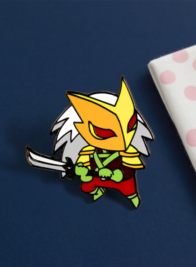 杀戮尖塔战士徽章复古风格金头盔战士英雄挥舞剑珐琅别针游戏周边