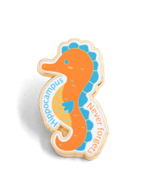 海马永不忘记创意胸针 橙色海马神经科学主题徽章