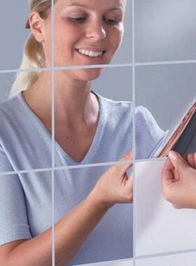 15cmx16个方块镜面墙贴装饰组合可移镜贴速卖通亚马逊MM1238