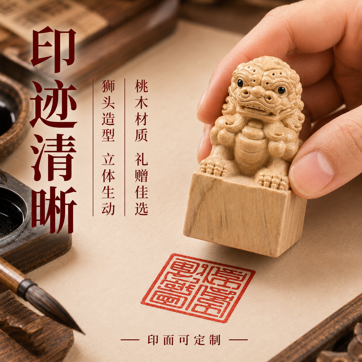 印章定制姓名章藏书章闲章木质狮头龙头书法落款文房礼品手工雕刻
