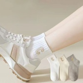 女袜短字母ins潮薄款 夏季 新款 运动风甜美可爱纯色百搭小白袜少女