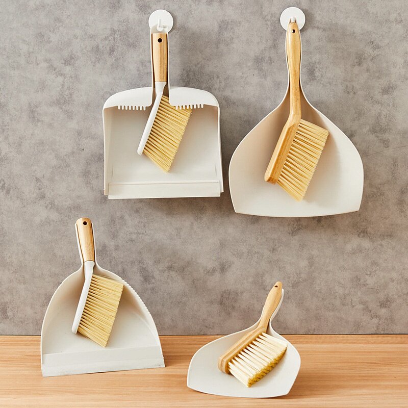 竹制手柄迷你刷子小扫把缝隙地板沙发桌面清理小扫把簸箕组合套装