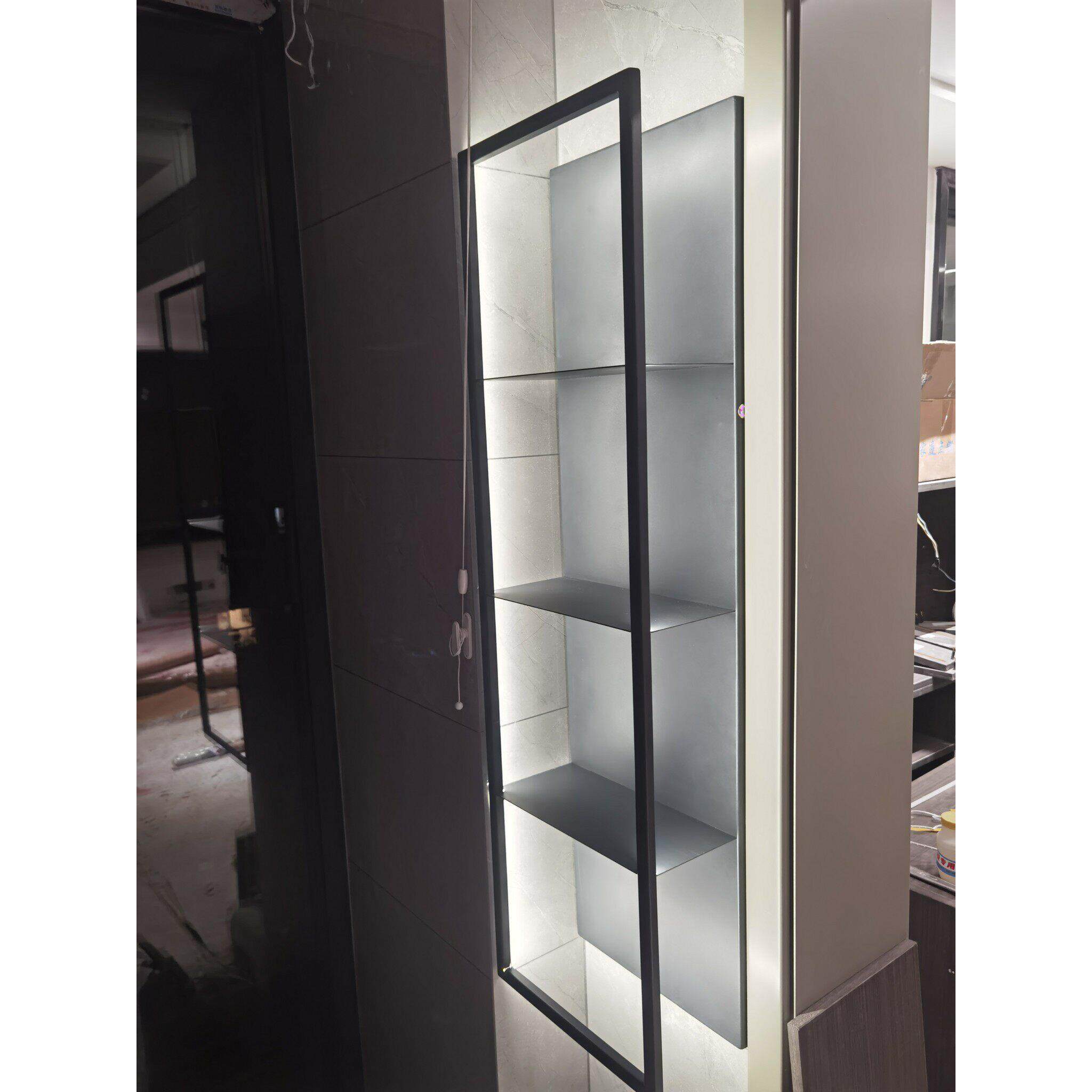 样板房发光展示柜金属陈列架置物架书架上墙铁艺装饰商用铁柜轻奢