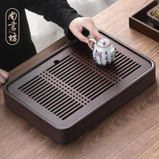 简约方形小型托盘茶海干泡台 竹制茶盘家用办公简易一人茶台储水式