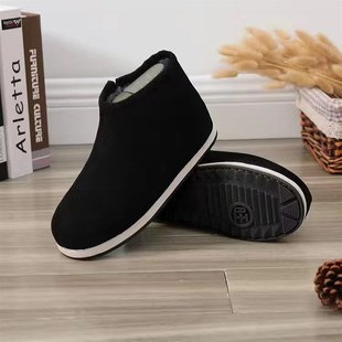 加绒加厚中z老年人男士 冬季 鞋 子老式 厚底 极速鸡婆鞋 手工棉鞋 女鞋