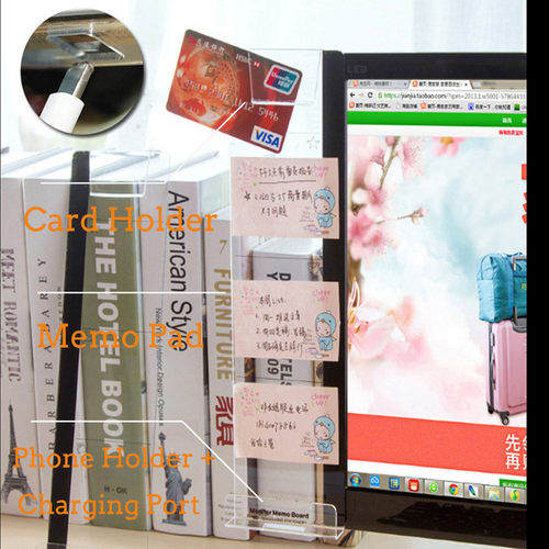 极速Computer Moniter Side Memo Pad Board Note HoldersY Trans