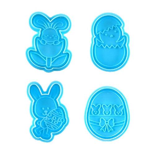 极速4Pcs Easter Bunny Plastic Baking Mold Kitchen BZiscuit