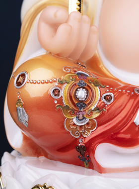 极速汉白玉彩绘坐莲弥勒佛菩x萨如意大肚笑佛家居供奉办公室招财