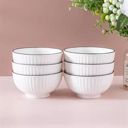 极速欧式竖条纹釉下彩陶s瓷碗盘家用餐具套组碗碟碗筷盘子饭碗